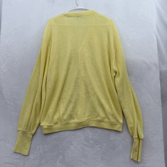 IZOD Lacoste Cardigan Mens XL Yellow Knit Stretch Logo Embroidered - Picture 9 of 9